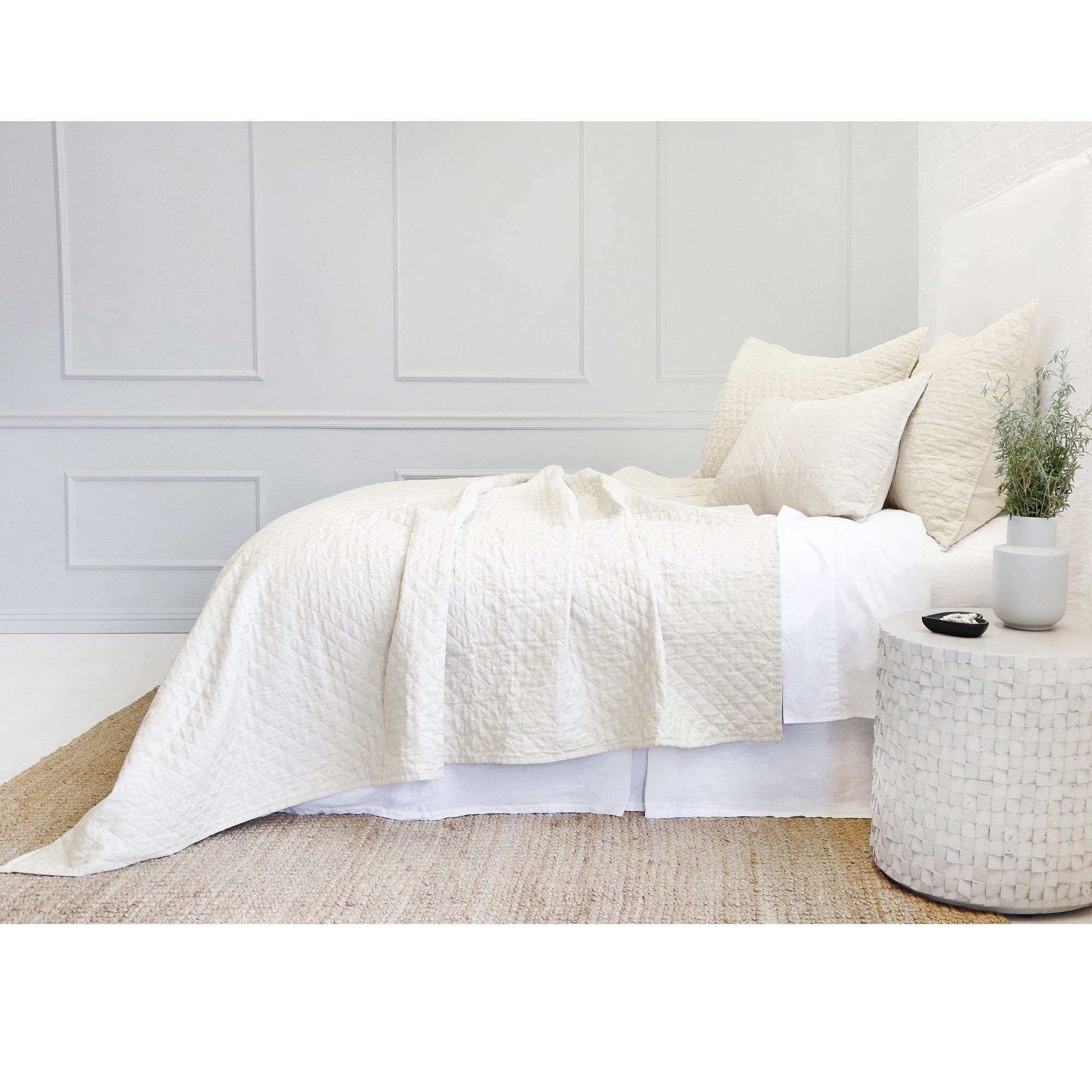 Pom Pom at Home Hampton Cream Linen Diamond Quilted Coverlet and Pillow Shams ~ Available in Twin, Queen and King Sizes - Image 3