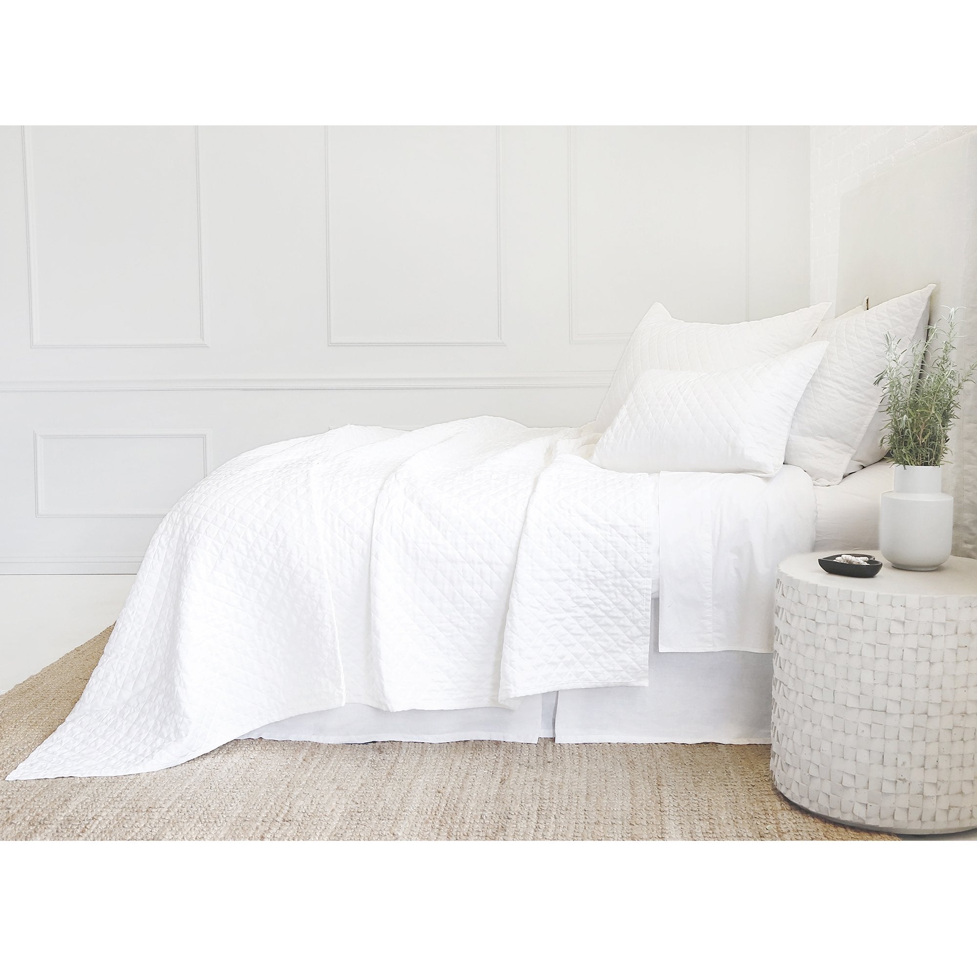 Pom Pom at Home Hampton White Linen Diamond Quilted Coverlet and Pillow Shams ~ Available in Twin, Queen and King Sized - Image 3