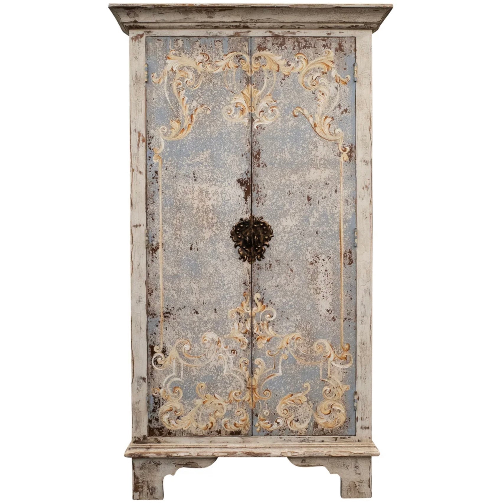 Casa Bonita Peruvian Hand-Painted Carved Wood Cielo Armoire