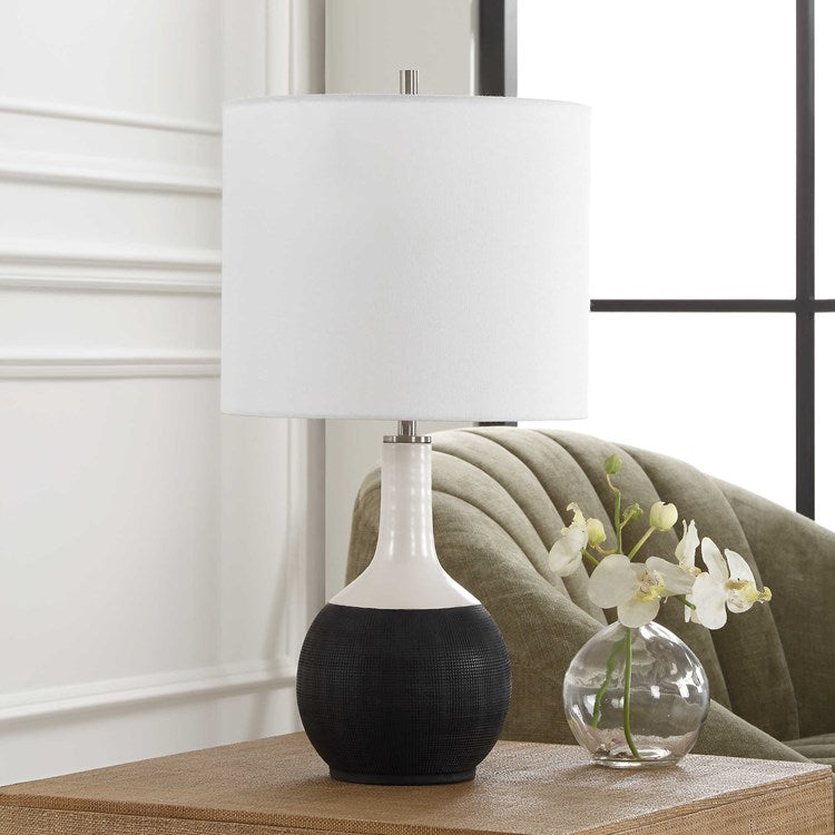Casa Bella Living Chalk White and Black Combination Accent Lamp - Image 2