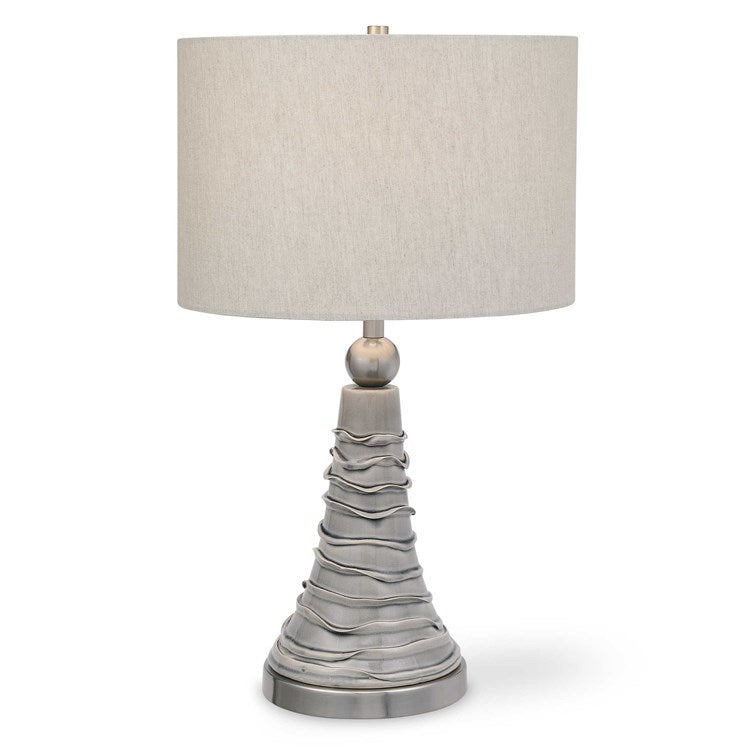 Casa Bella Living Gray Wavy Lines Ceramic Table Lamp - Image 3