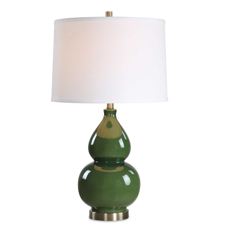 Casa Bella Living Dark Green Glazed Ceramic Lamp - Image 3