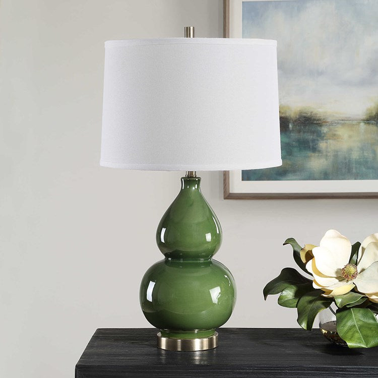 Casa Bella Living Dark Green Glazed Ceramic Lamp - Image 2