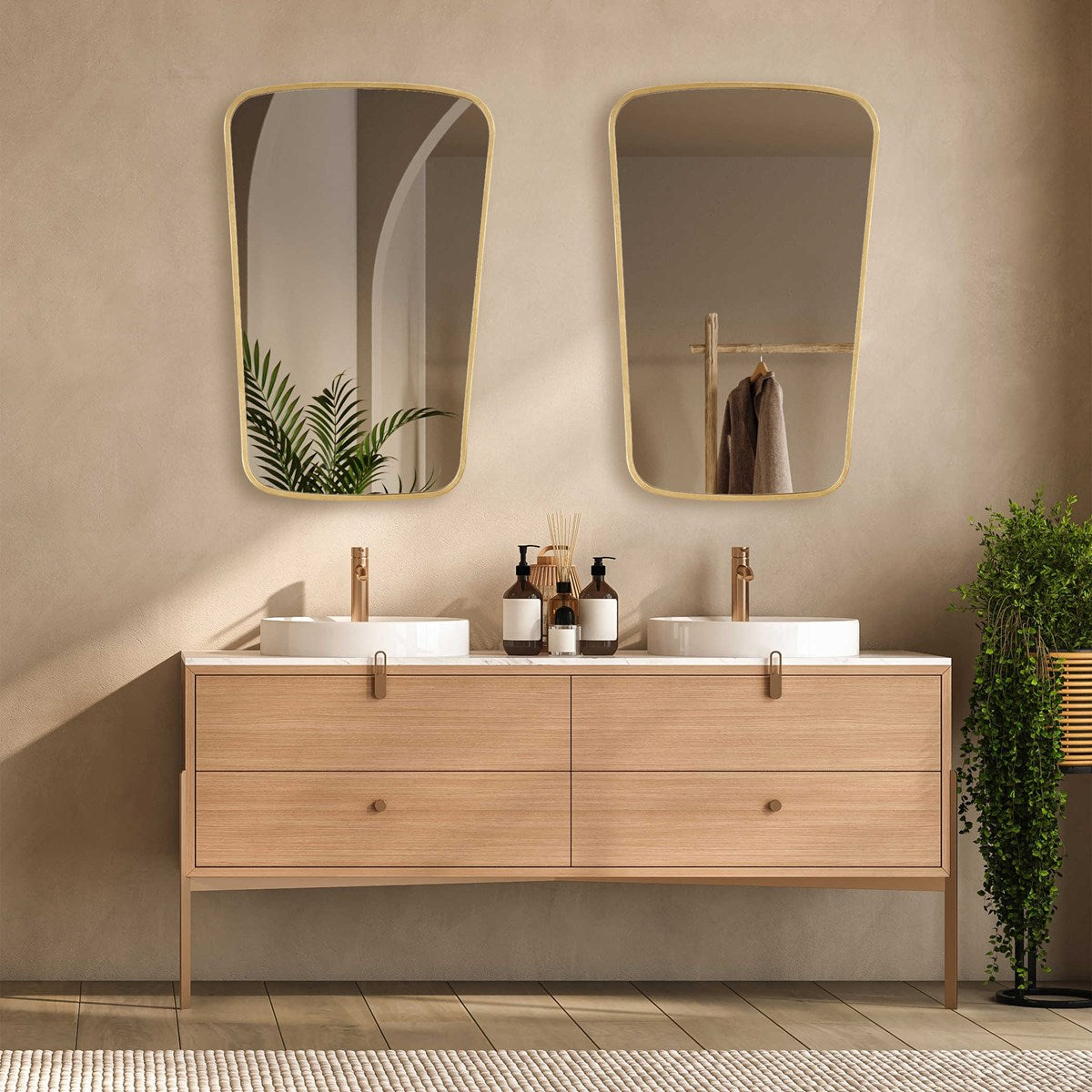 Casa Bella Living Gold Leaf Finished Softly Curved Mirror