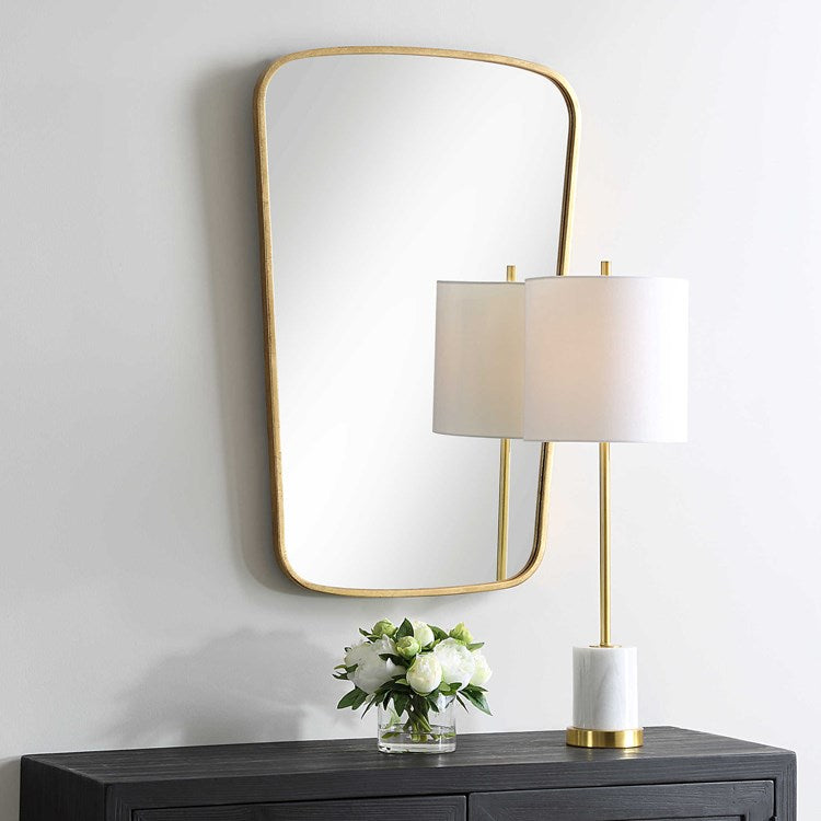 Casa Bella Living Gold Leaf Finished Softly Curved Mirror - Image 3