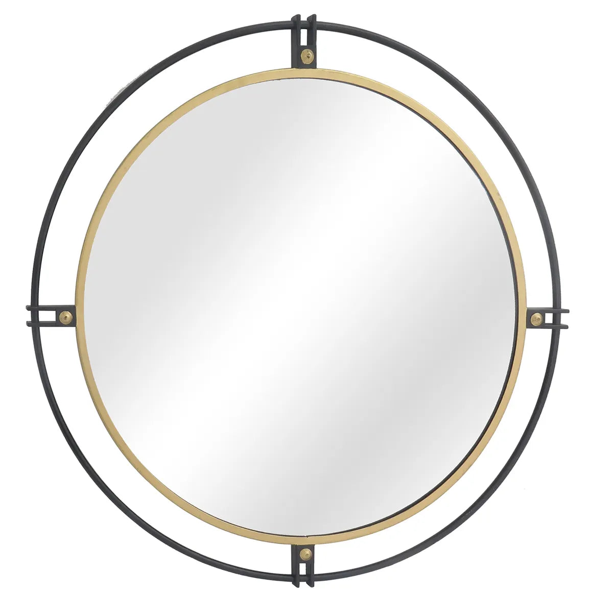 Crestview Collection Fallon Black And Gold Ringed Mirror - Image 1
