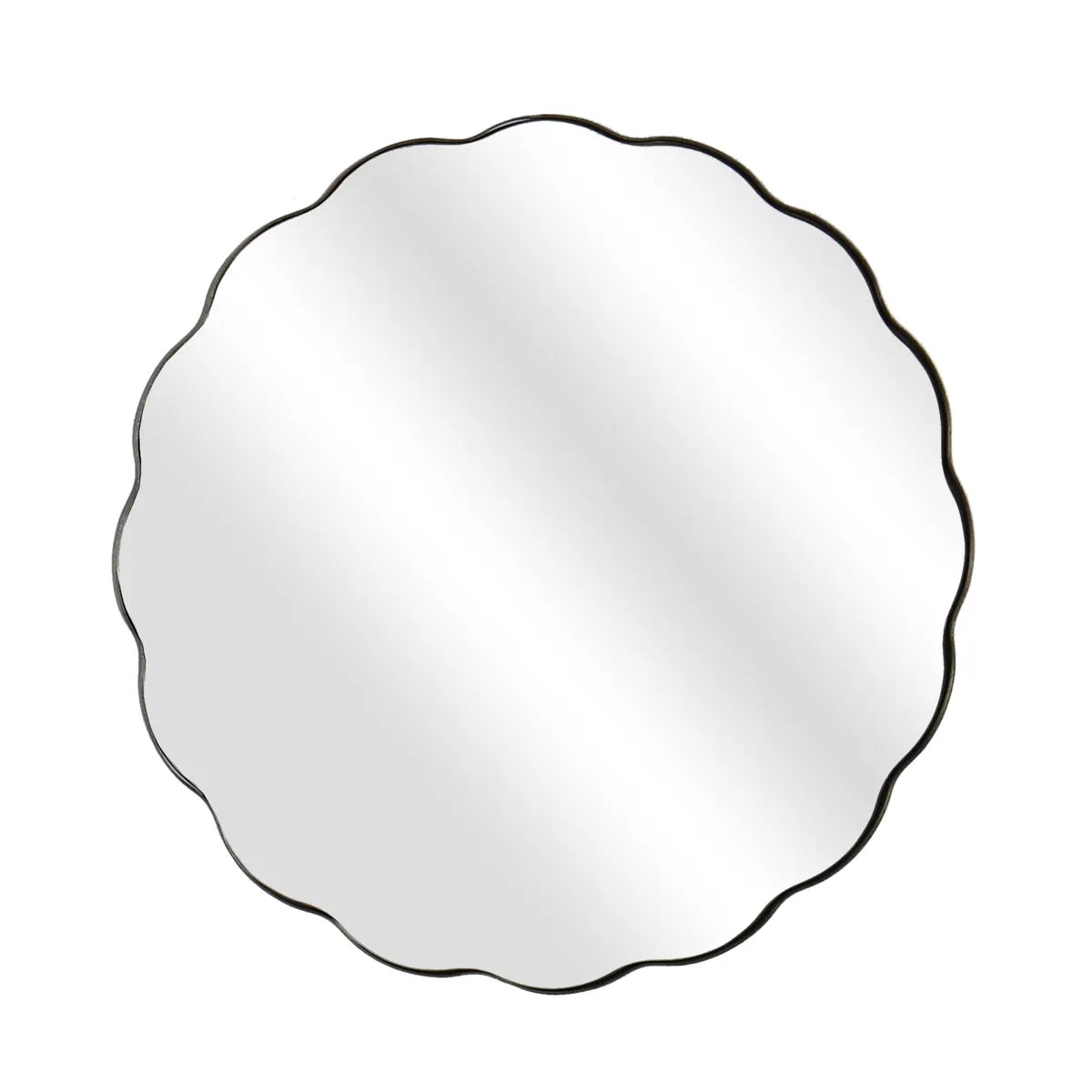 Crestview Collection Vanessa Waved Black Framed Round Mirror - Image 1