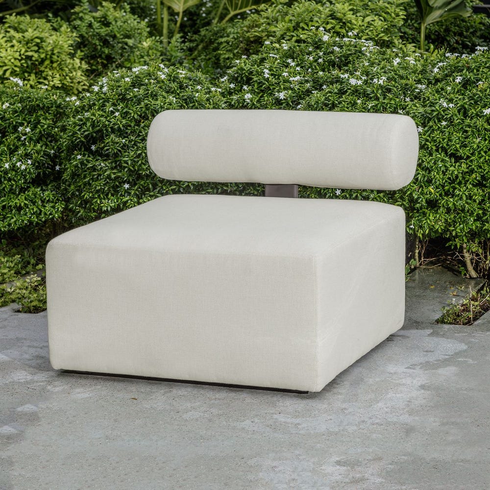 Uttermost Bolster Back Modular Armless Outdoor Sofa With Oyster White Plush Cushions - Image 2