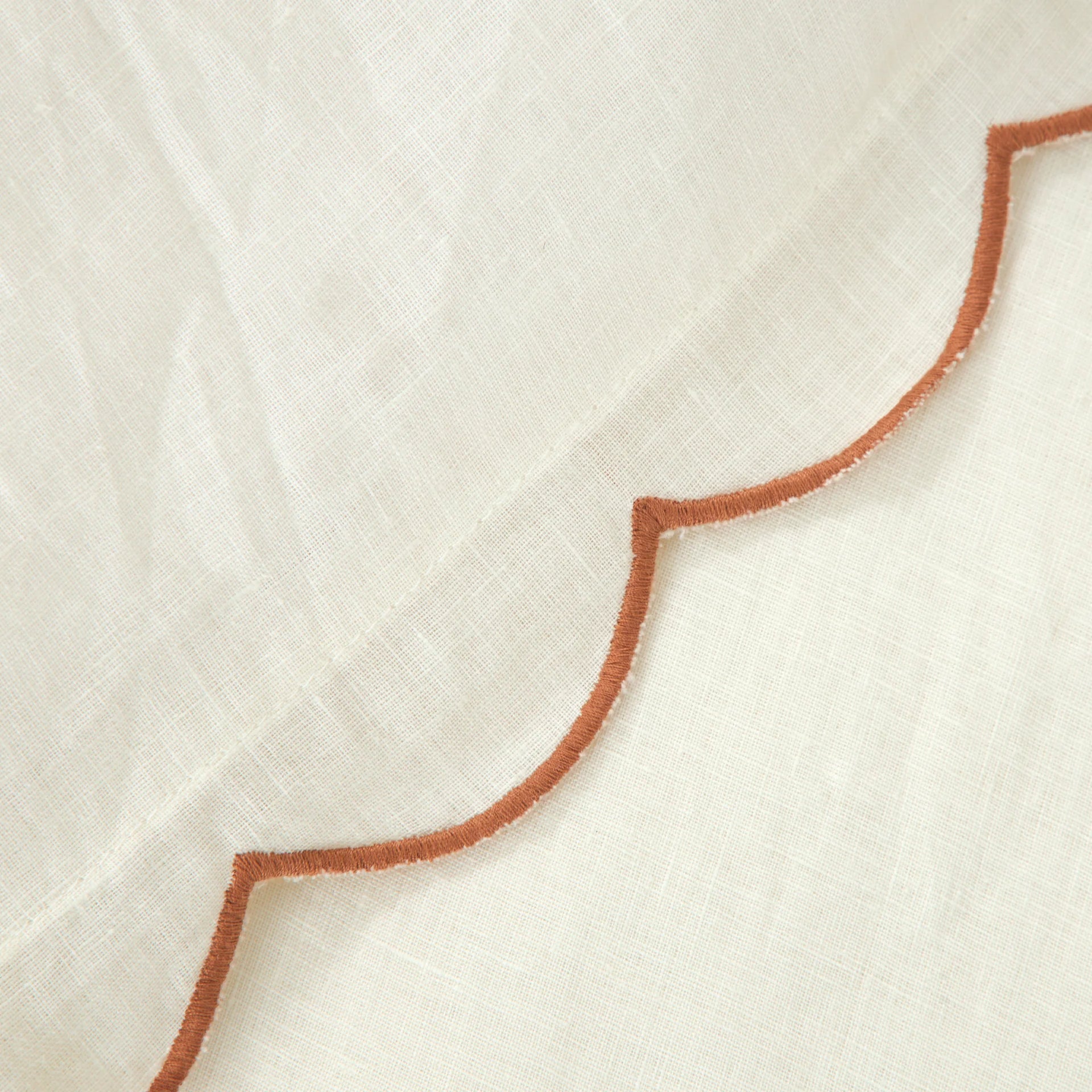 Pom Pom at Home Kelly Cream and Terracotta Linen Scalloped Duvet Cover & Pillow Shams ~ Available in Queen and King Sizes - Image 3