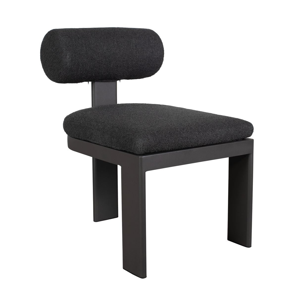 Uttermost Bolster Back Charcoal Boucle Outdoor Dining Chair - Image 2