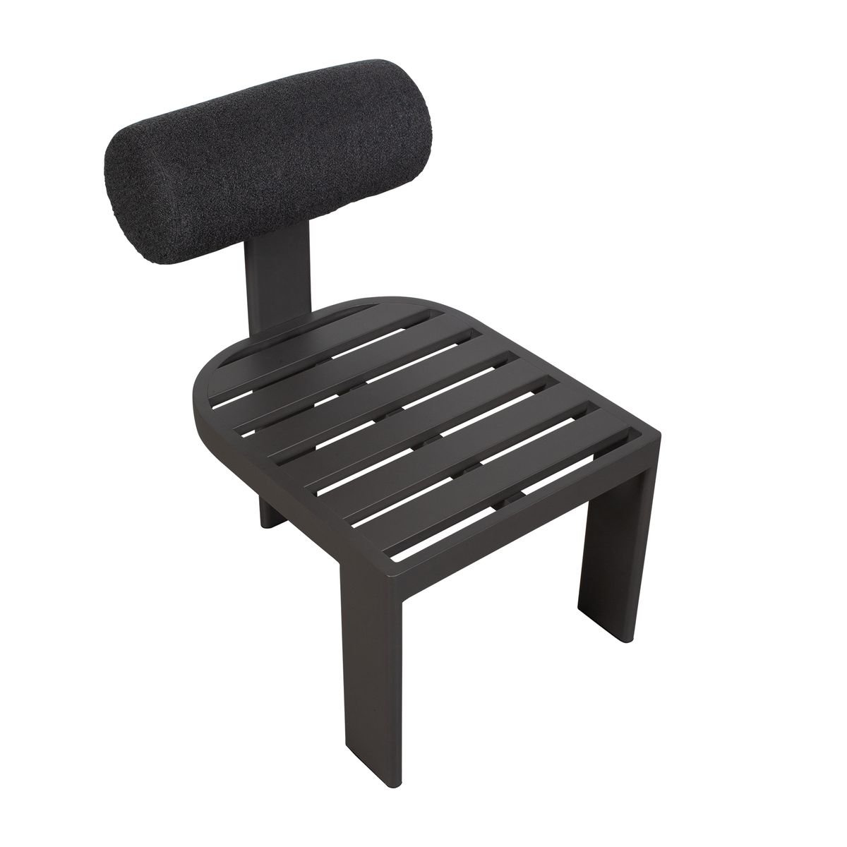 Uttermost Bolster Back Charcoal Boucle Outdoor Dining Chair - Image 3