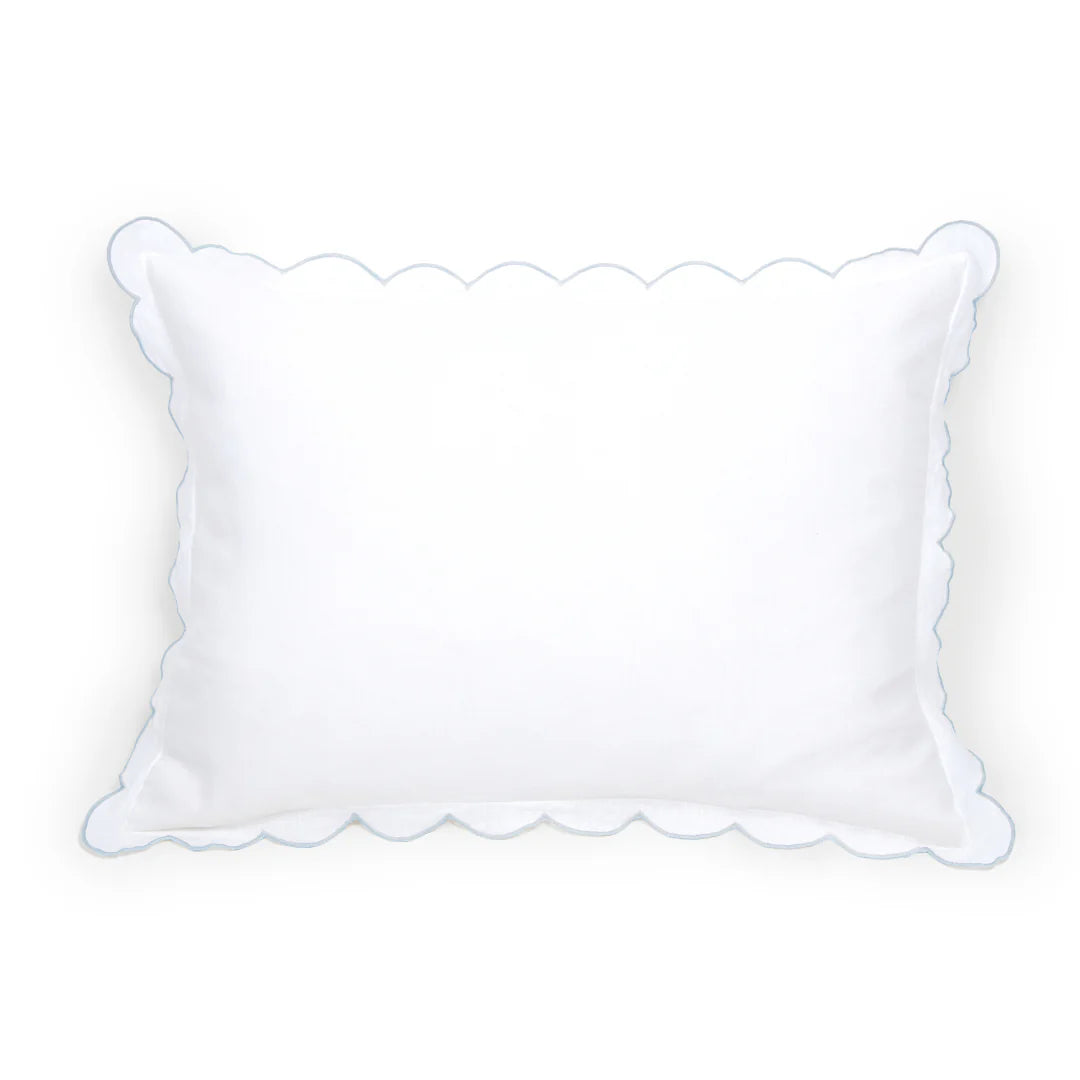 Pom Pom at Home Kelly White and French Blue Linen Scalloped Duvet Cover & Pillow Shams ~ Available in Queen and King Sizes - Image 3