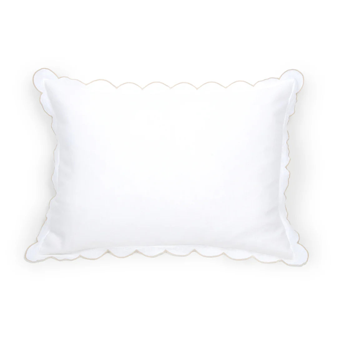 Pom Pom at Home Kelly White and Flax Linen Scalloped Duvet Cover & Pillow Shams ~ Available in Queen and King Sizes - Image 2