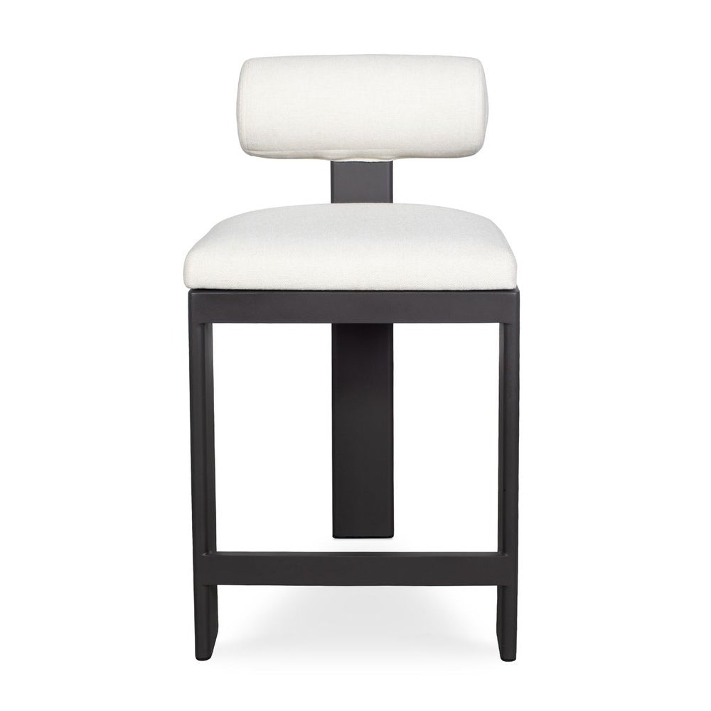 Uttermost Bolster Back Outdoor Counter Stool With Oyster White Cushion - Image 1