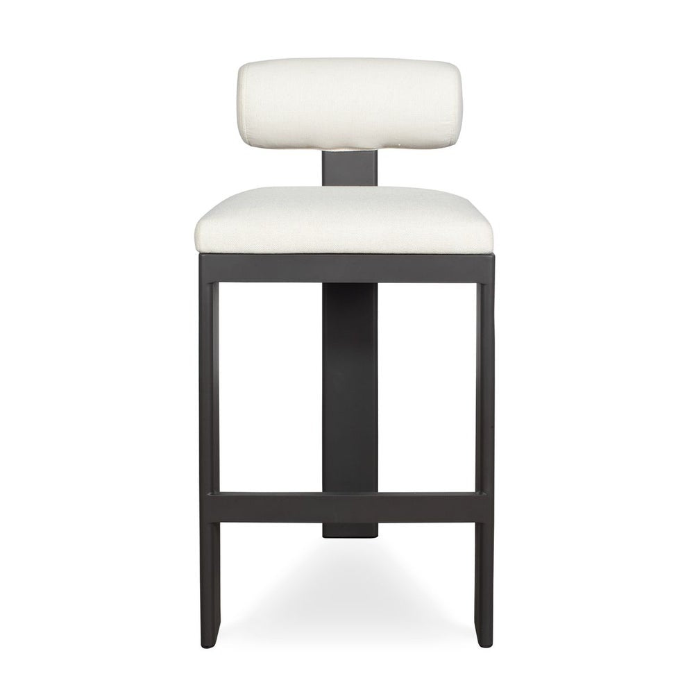 Uttermost Bolster Back Outdoor Bar Stool With Oyster White Cushion - Image 1