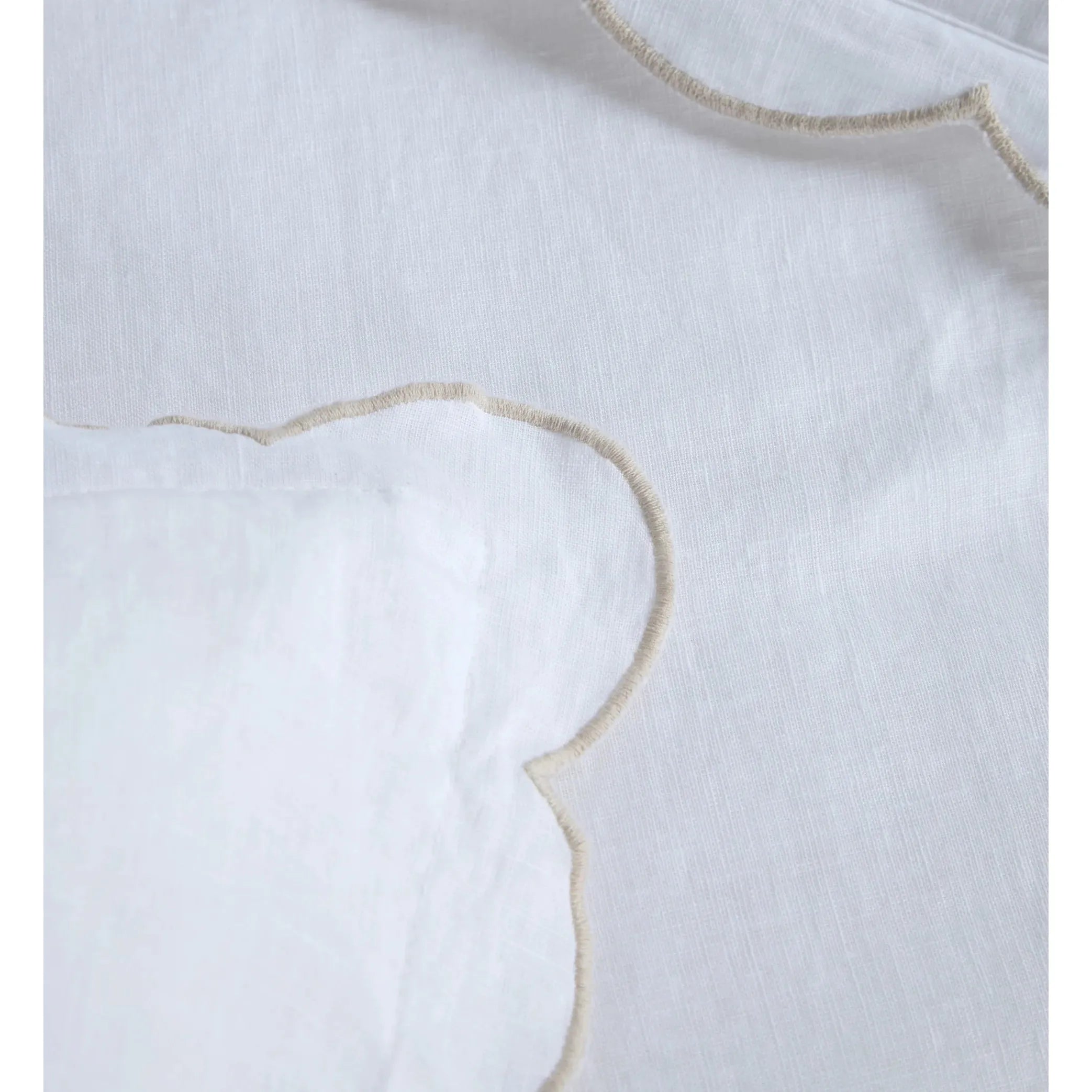 Pom Pom at Home Kelly White and Flax Linen Scalloped Duvet Cover & Pillow Shams ~ Available in Queen and King Sizes - Image 3