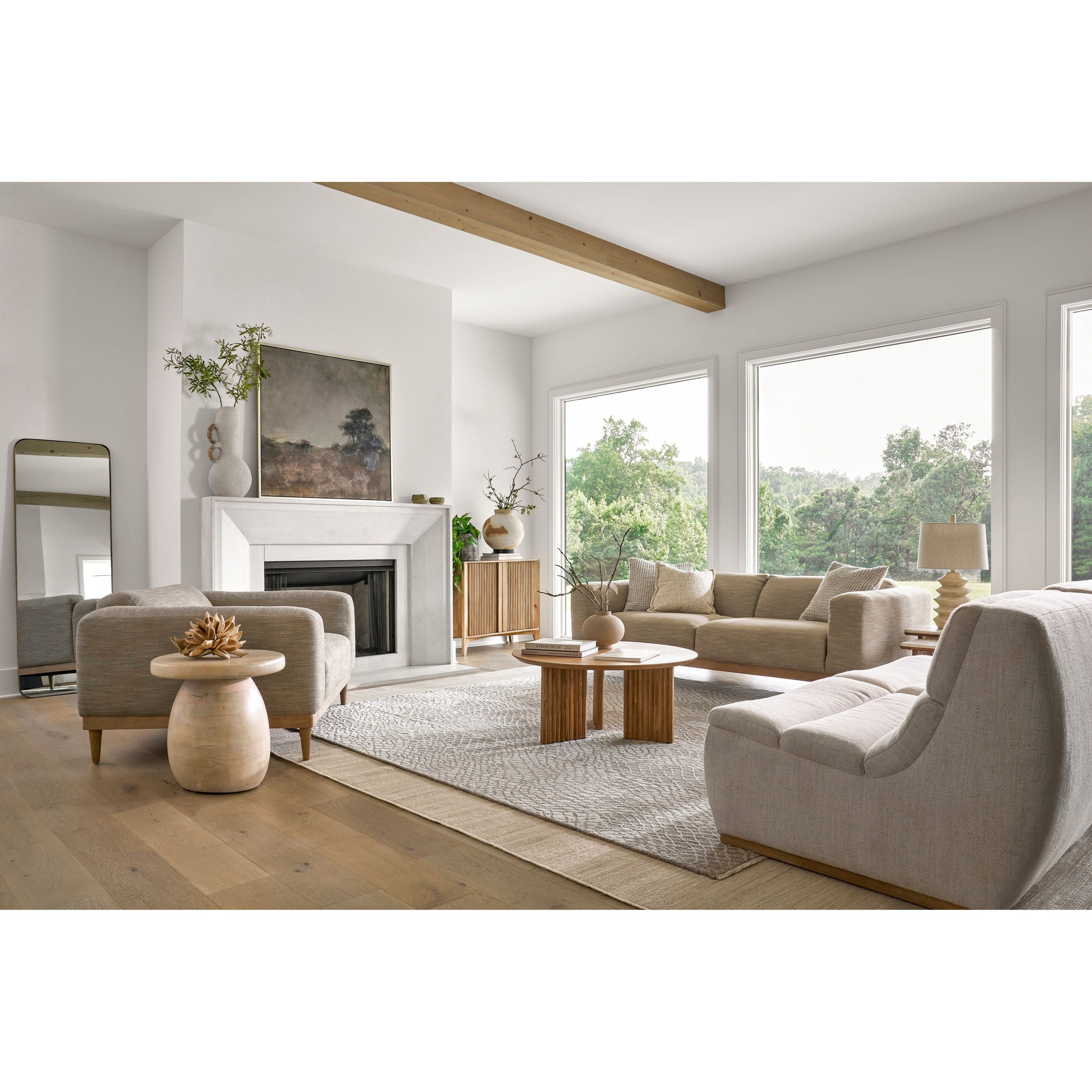 Surya Strattan Modern Gray Linen Square Arm Sofa - Image 1