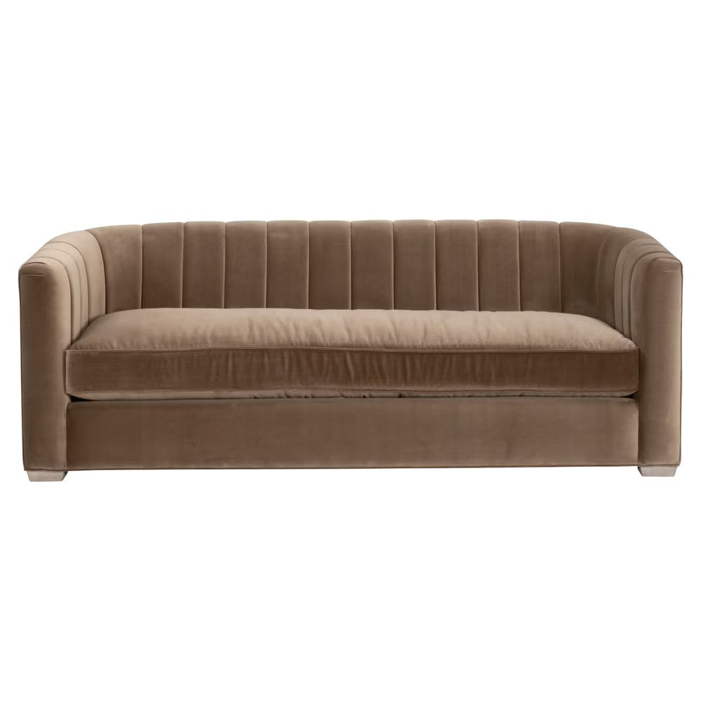 Essentials For Living Bronx 87” Channel Back Sofa ~ Caramel Velvet