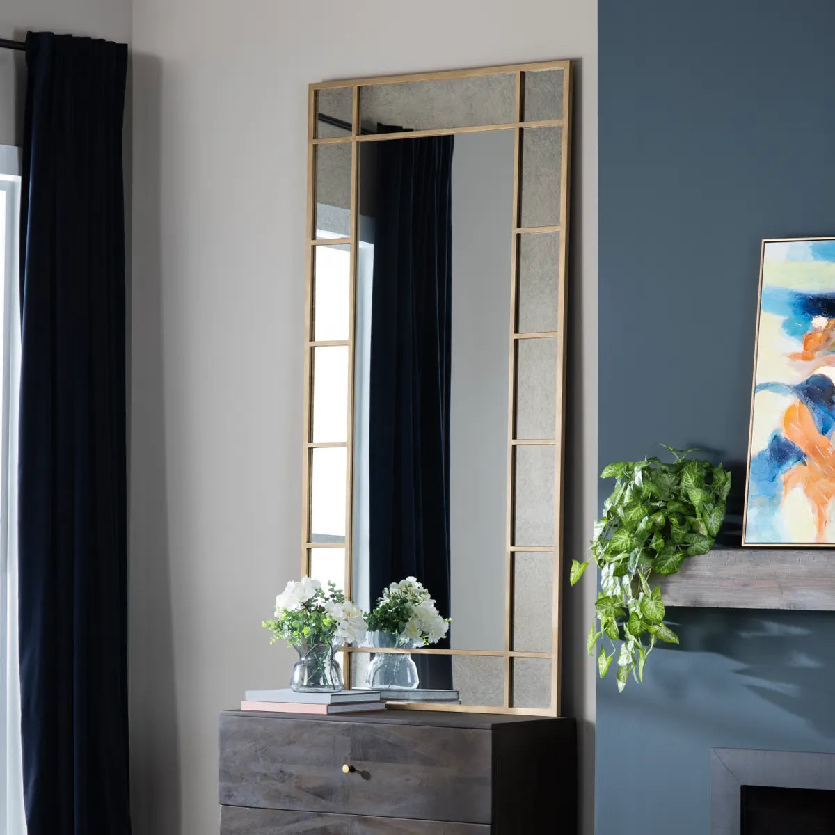 Crestview Collection Margo Antiqued Glass Around the Clear Glass Mirror - Image 1