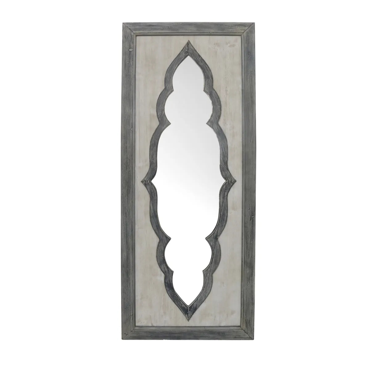 Crestview Collection Contouring Light Grey Wood Mirror - Image 1