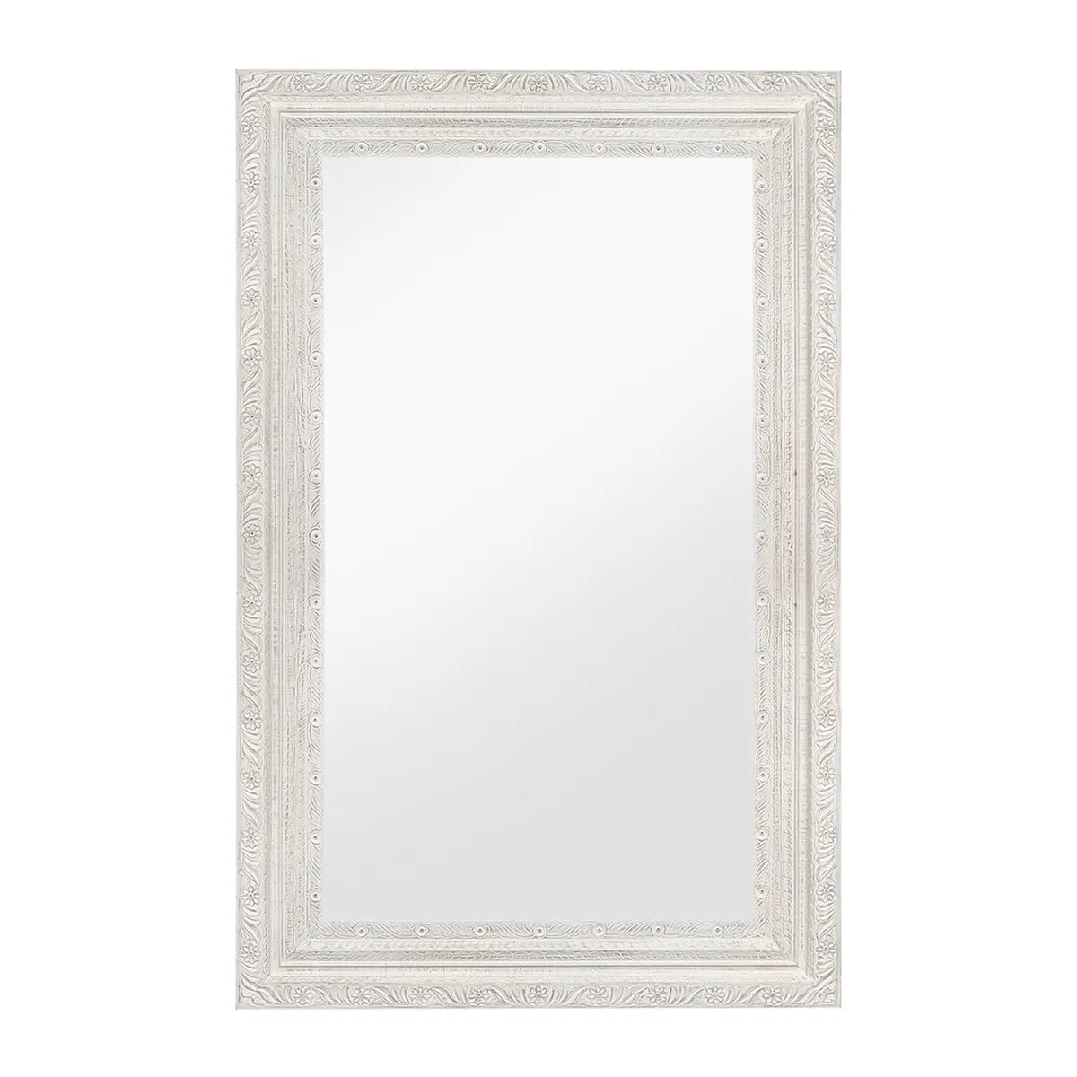 Crestview Collection Canton Carved Wooden White Frame Mirror - Image 1