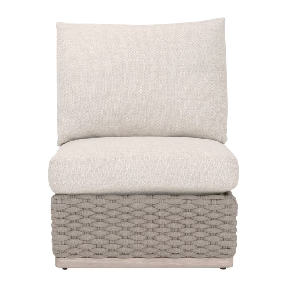 Essentials For Living Caspian Outdoor Modular Armless Sofa Chair ~ Performance Ecru Weave
