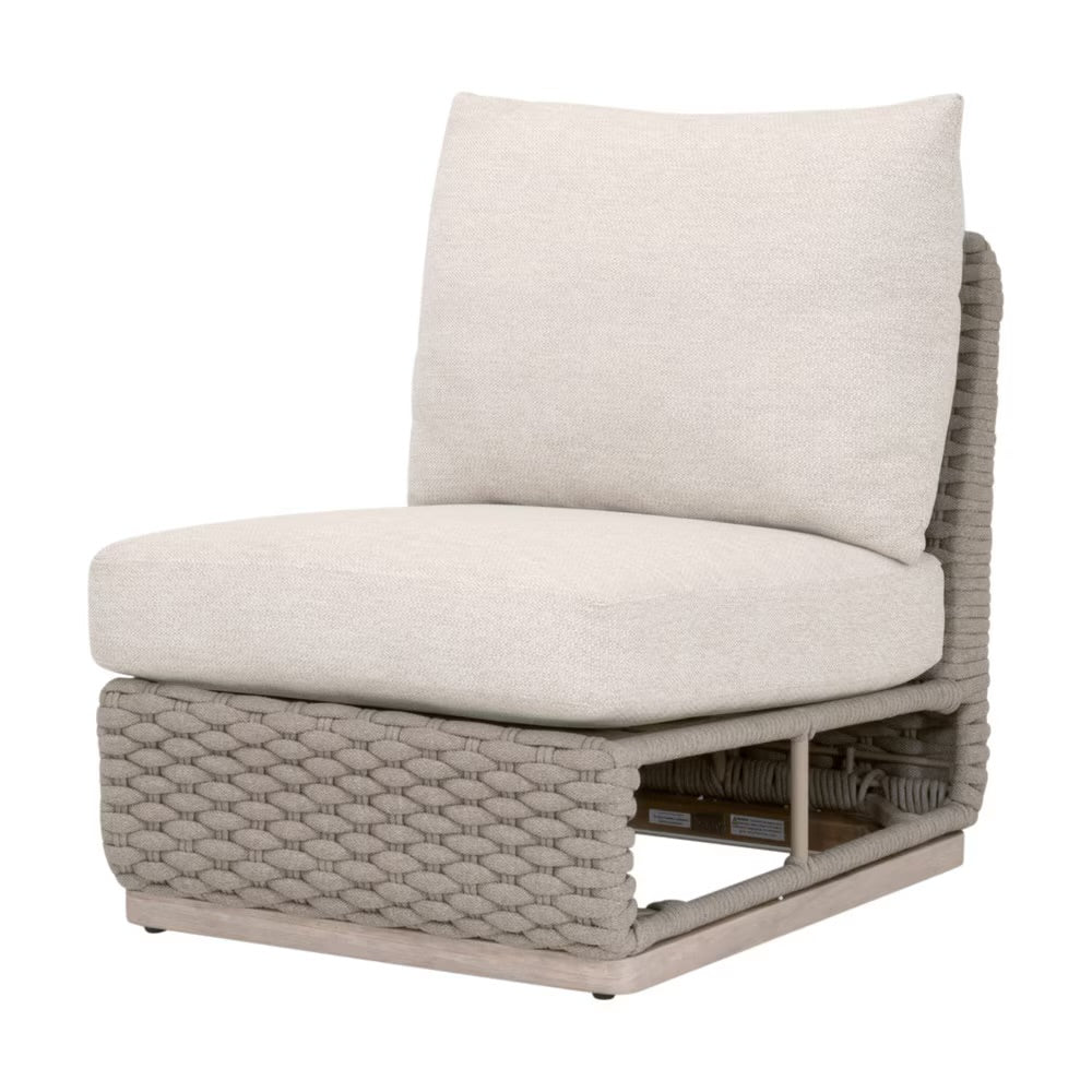 Essentials For Living Caspian Outdoor Modular Armless Sofa Chair ~ Performance Ecru Weave - Image 2
