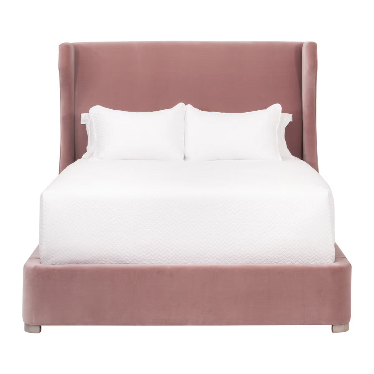 Essentials For Living Balboa Queen Bed ~ Petal Velvet Fabric With Natural Gray Oak