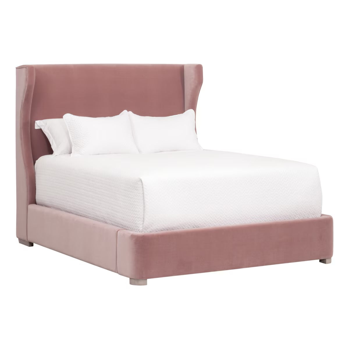 Essentials For Living Balboa Queen Bed ~ Petal Velvet Fabric With Natural Gray Oak - Image 2