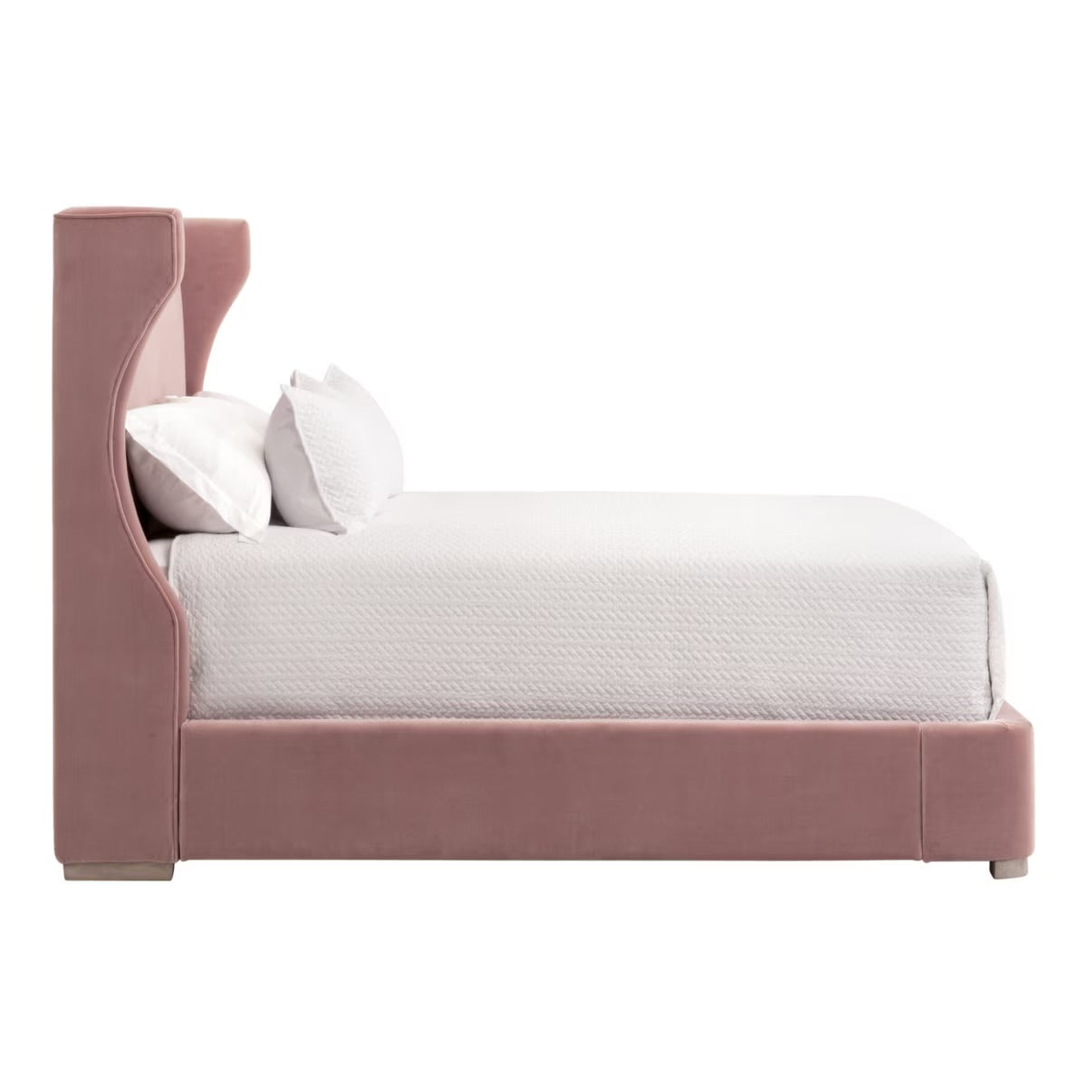 Essentials For Living Balboa Queen Bed ~ Petal Velvet Fabric With Natural Gray Oak - Image 3