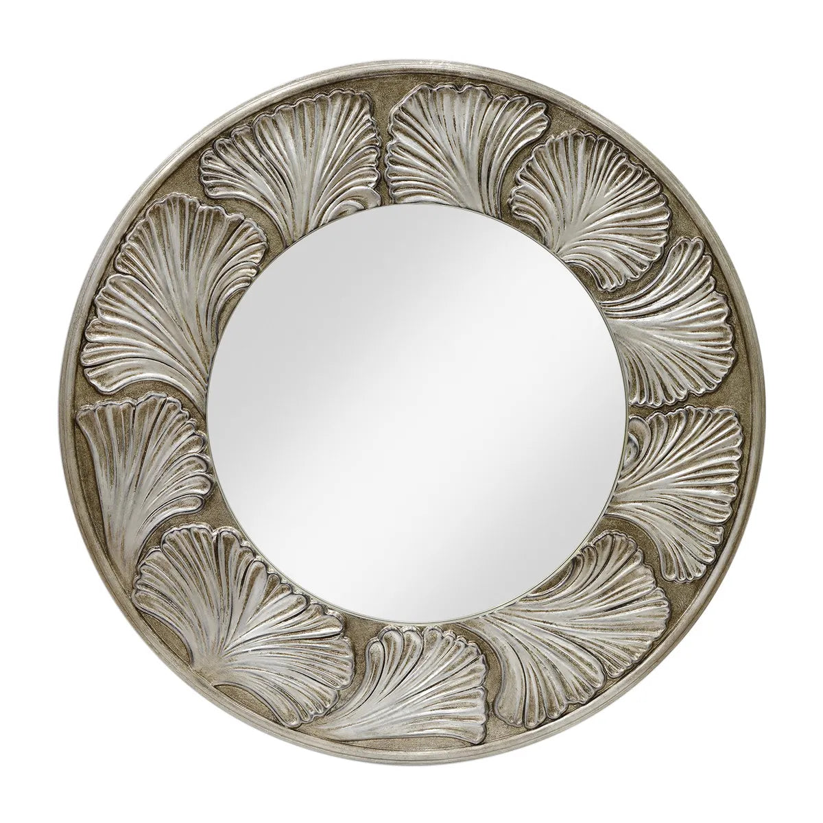 Crestview Collection Sterling Polished Silver Round Mirror - Image 1