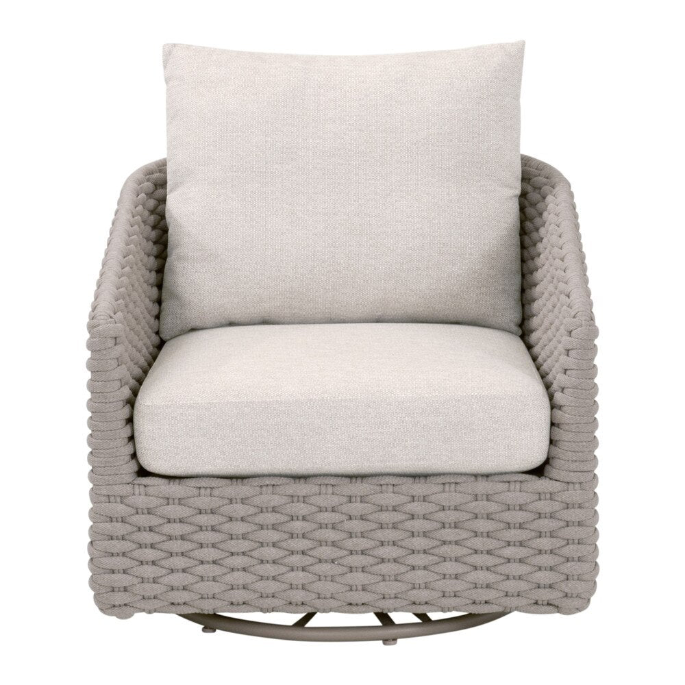Essentials For Living Caspian Outdoor Swivel Rocker Sofa Chair ~ Performance Ecru Weave