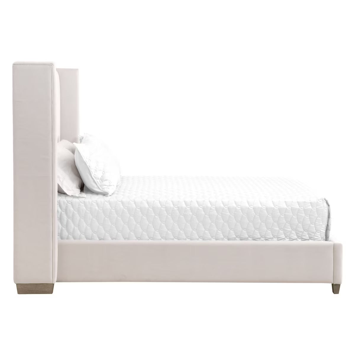 Essentials For Living Chandler Cal King Bed ~ Cream Velvet Fabric With Natural Gray Oak - Image 3