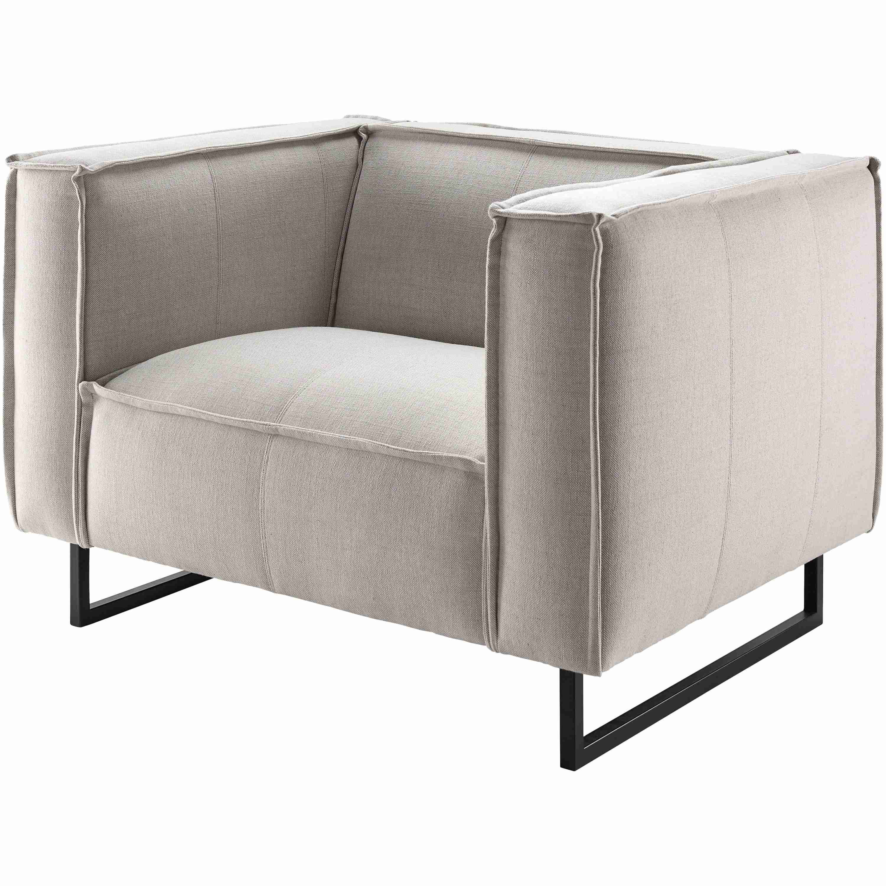 Surya Dylan Modern White Linen Square Arm Accent Chair - Image 3