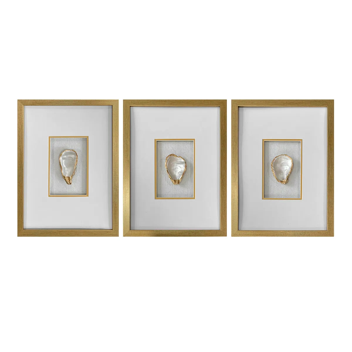 Crestview Collection Golden Oysters Wall Art ~ Set Of Three - Image 1