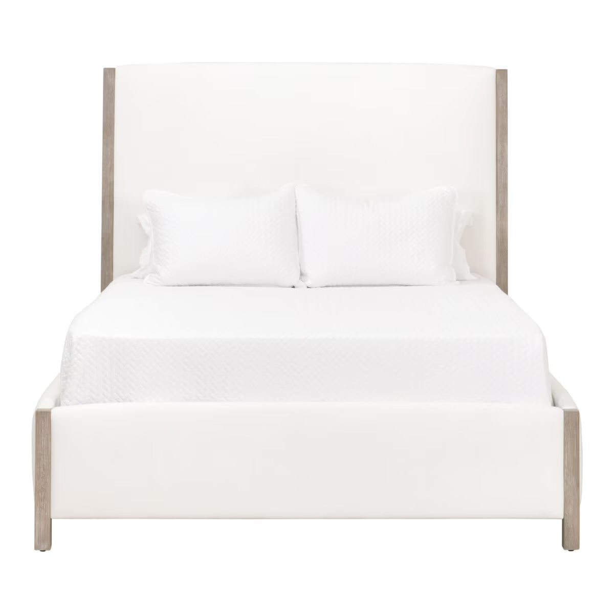 Essentials For Living Emmett Standard King Bed ~ LiveSmart Peyton-Pearl Performance Fabric With Natural Gray Oak