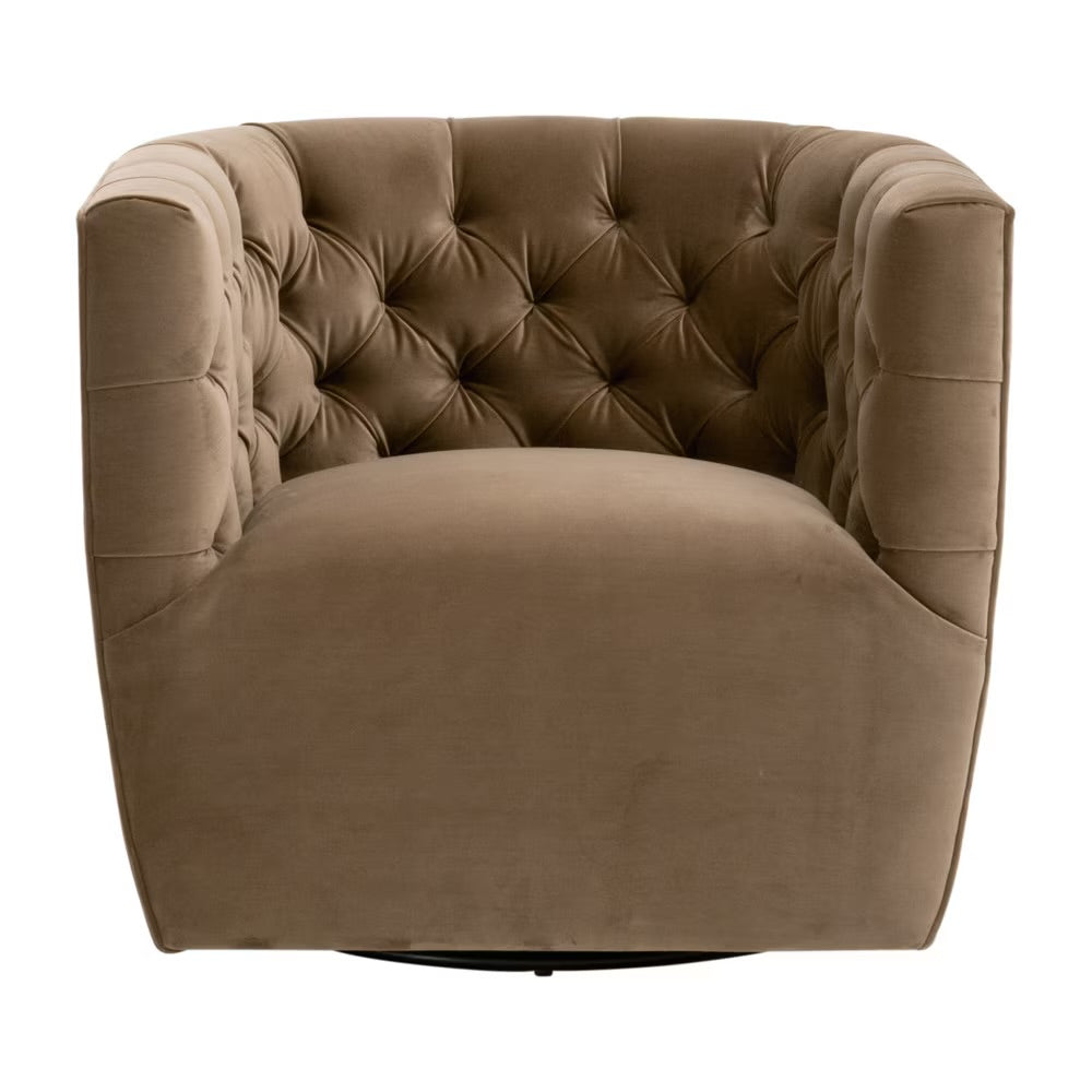 Essentials For Living Marcel Swivel Club Chair ~ Caramel Velvet - Image 1