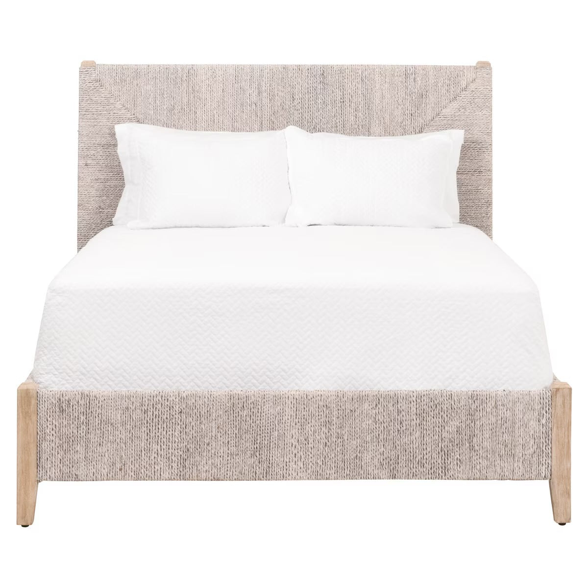 Essentials For Living Malay Standard King Bed ~ White Wash Abaca Rope With Natural Gray Mahogany