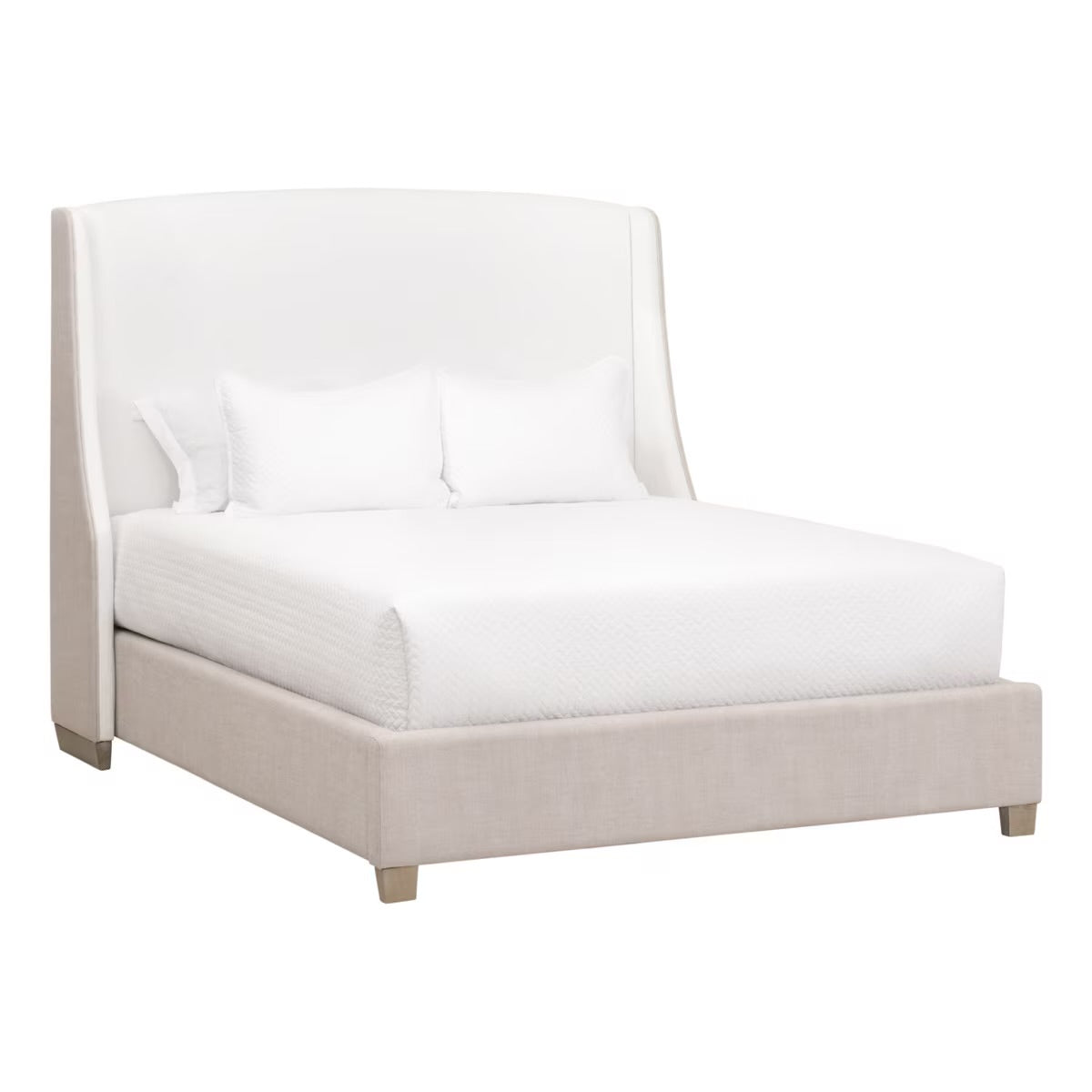 Essentials For Living Sloan Queen Bed ~ LiveSmart Peyton-Pearl, Bisque Performance Fabric Natural Gray Oak - Image 2