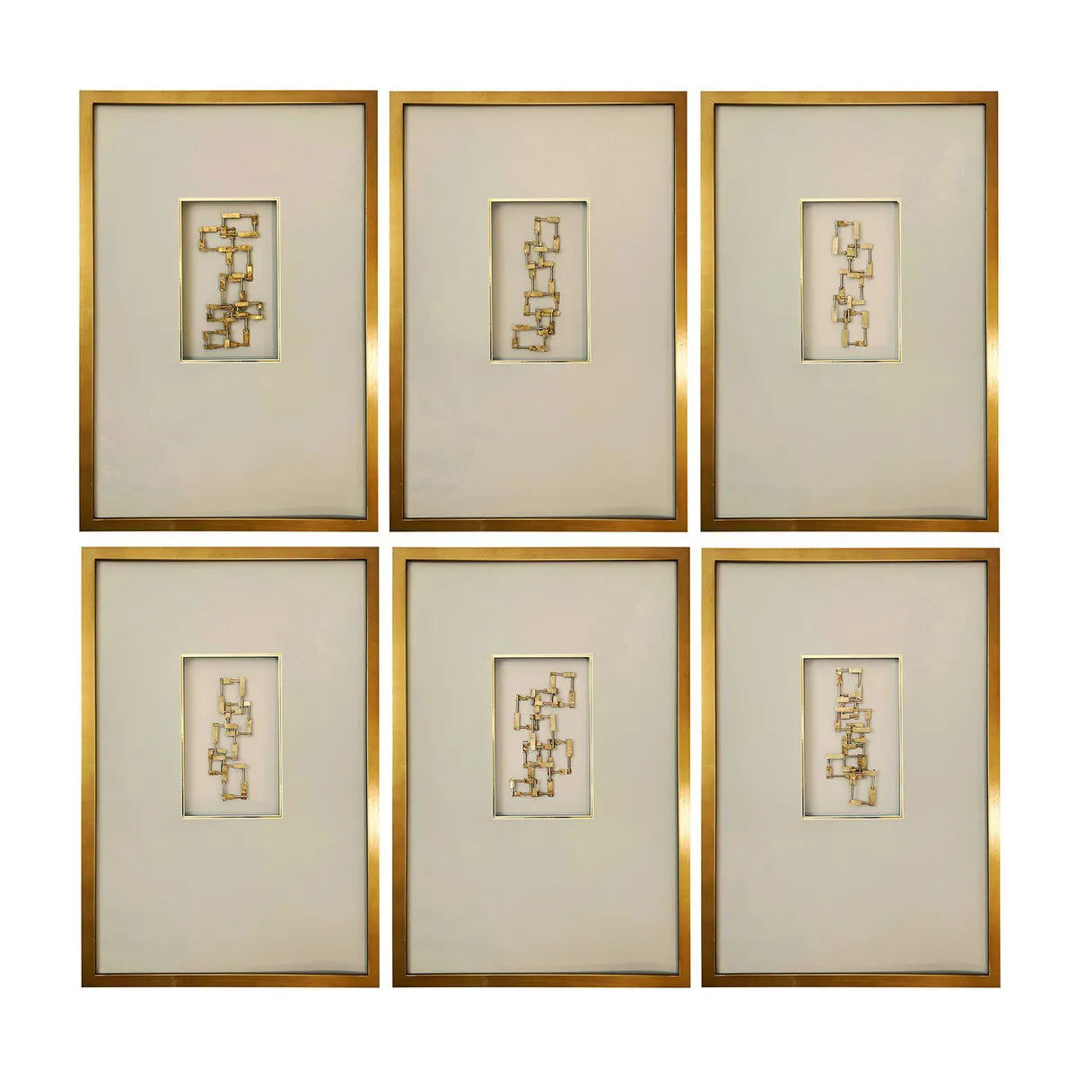 Crestview Collection Rowe Gold Wall Art ~ Set Of 6 - Image 1