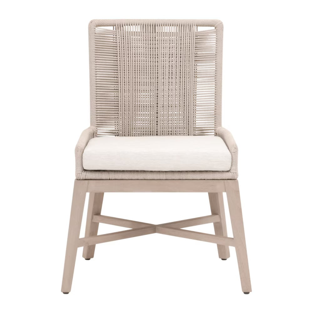 Essentials For Living Overlay Outdoor Dining Chair ~ Performance White Speckle Washed Ever Teak Frame (SET of 2) - Image 1