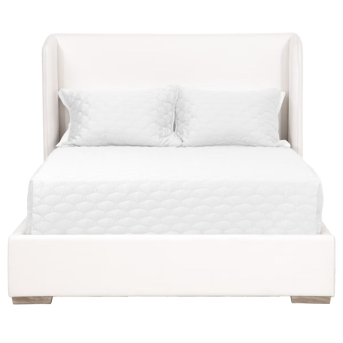 Essentials For Living Stewart Queen Bed ~ LiveSmart Peyton -Pearl Performance Fabric With Natural Gray Oak