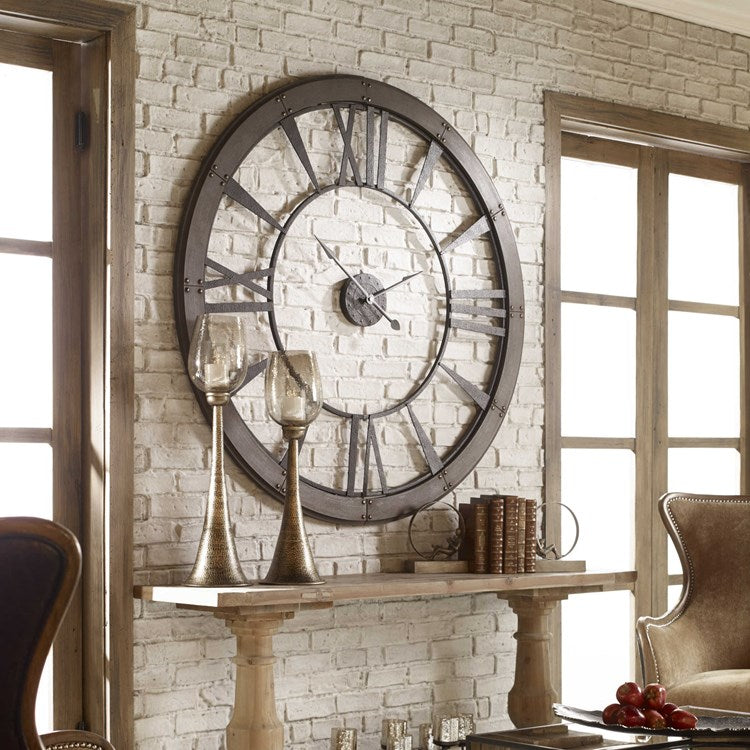 Uttermost Ronan Oversized Rustic Bronze Wall Clock - Image 3