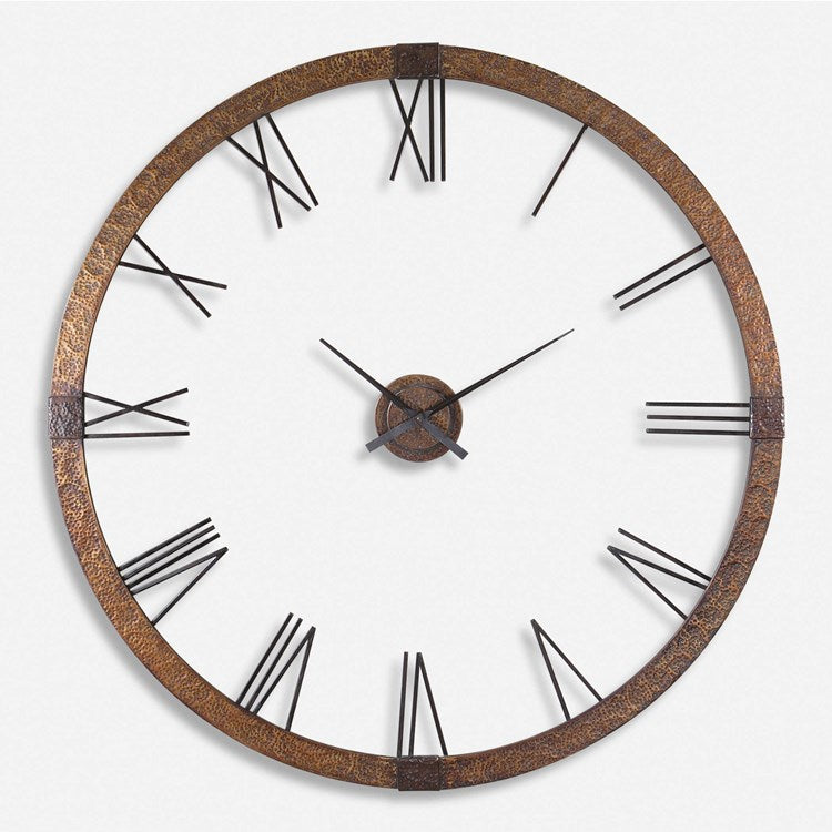 Uttermost Amarion Oversized Hammered Copper Modern Wall Clock - Image 2