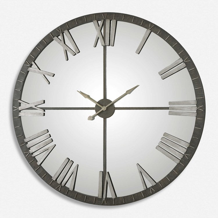 Uttermost Amelie Metal and Mirrored Oversized Modern Wall Clock - Image 2