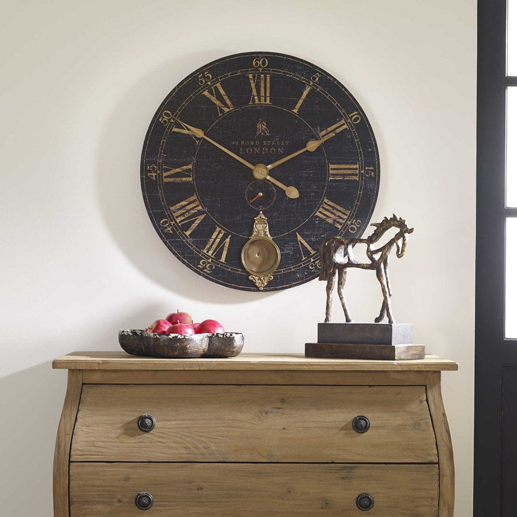 Uttermost Bond Street Aged Black 30” Wall Clock - Image 2
