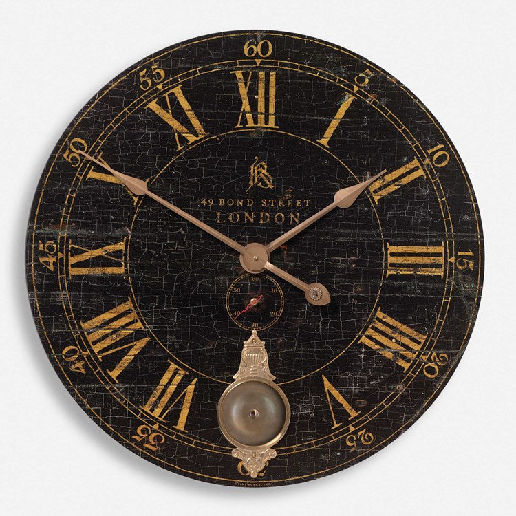 Uttermost Bond Street Aged Black 30” Wall Clock