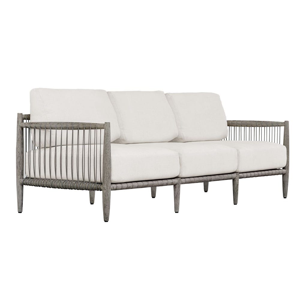 Uttermost Borneo Dark Gray Mahogany With Oyster White Cushion Outdoor Sofa - Image 2