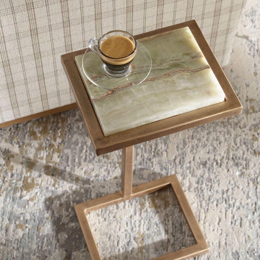 Uttermost Gamora Jade Green And Gold Marble Top Drink Table - Image 3