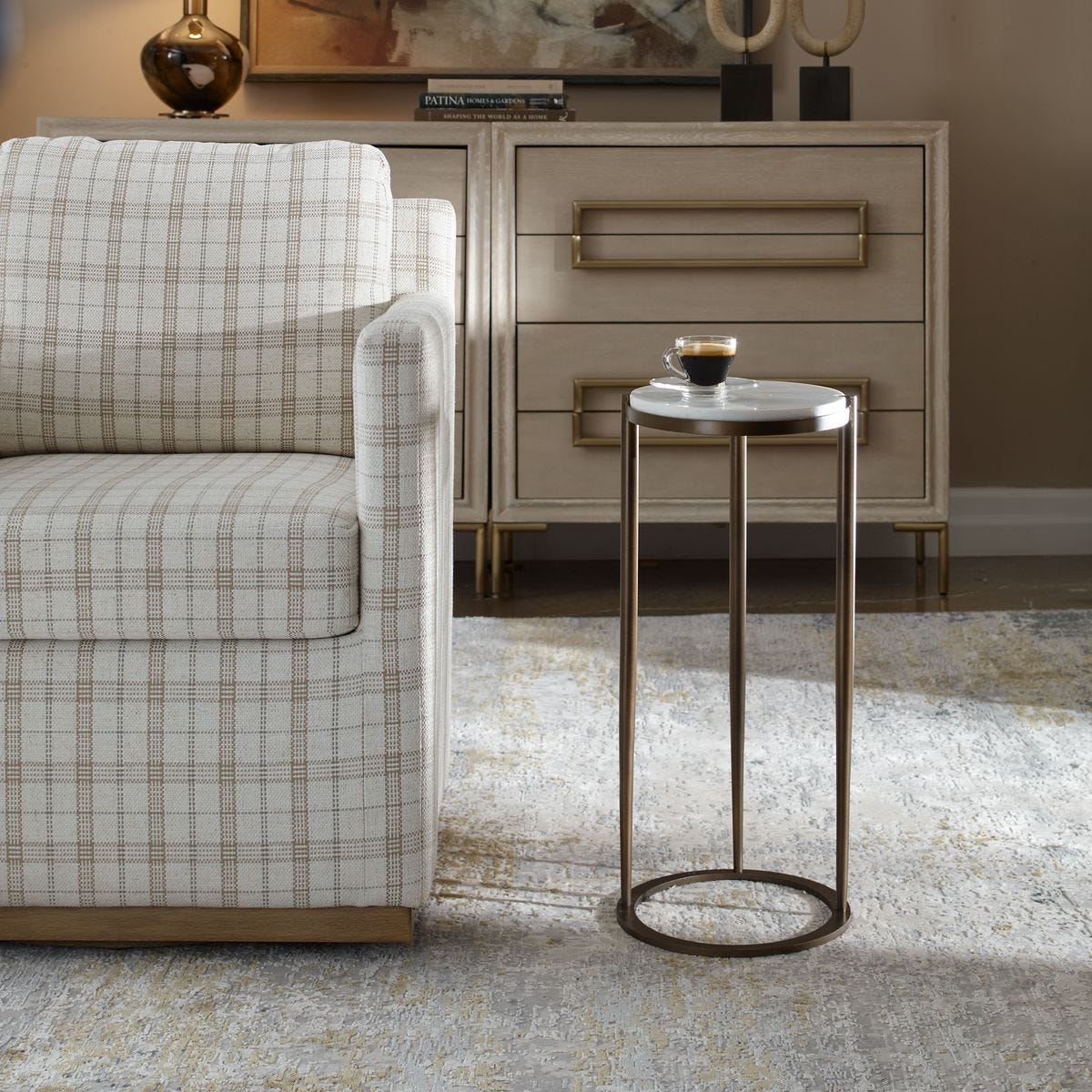 Uttermost Mercier Round White Marble Top Accent Table - Image 2